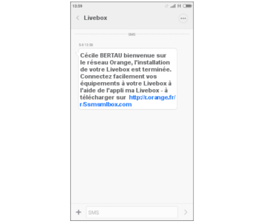 Livebox Play image sms l’installation de votre Livebox est terminée